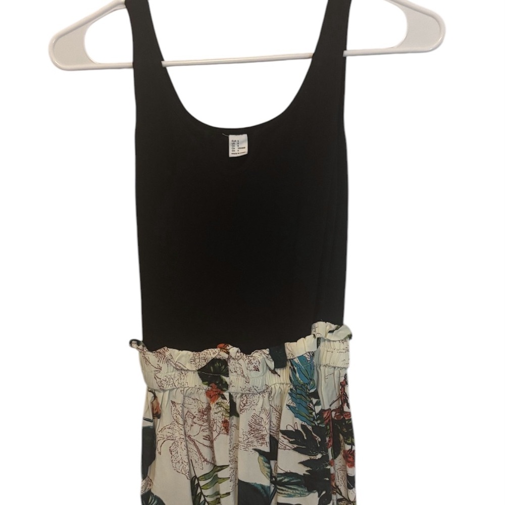 Black and Floral Print Romper Tank and Shorts